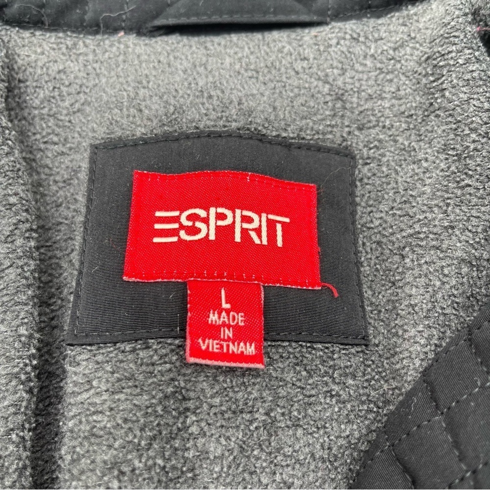 Esprit Quilted Jacket Full Zip Pockets Black Women’s Large Button Lined Y2K - Picture 13 of 13